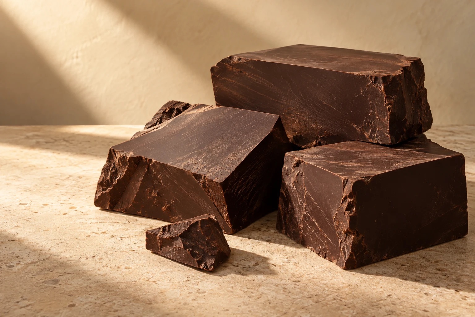Illustration of chocolate mass supplied in solid blocks
