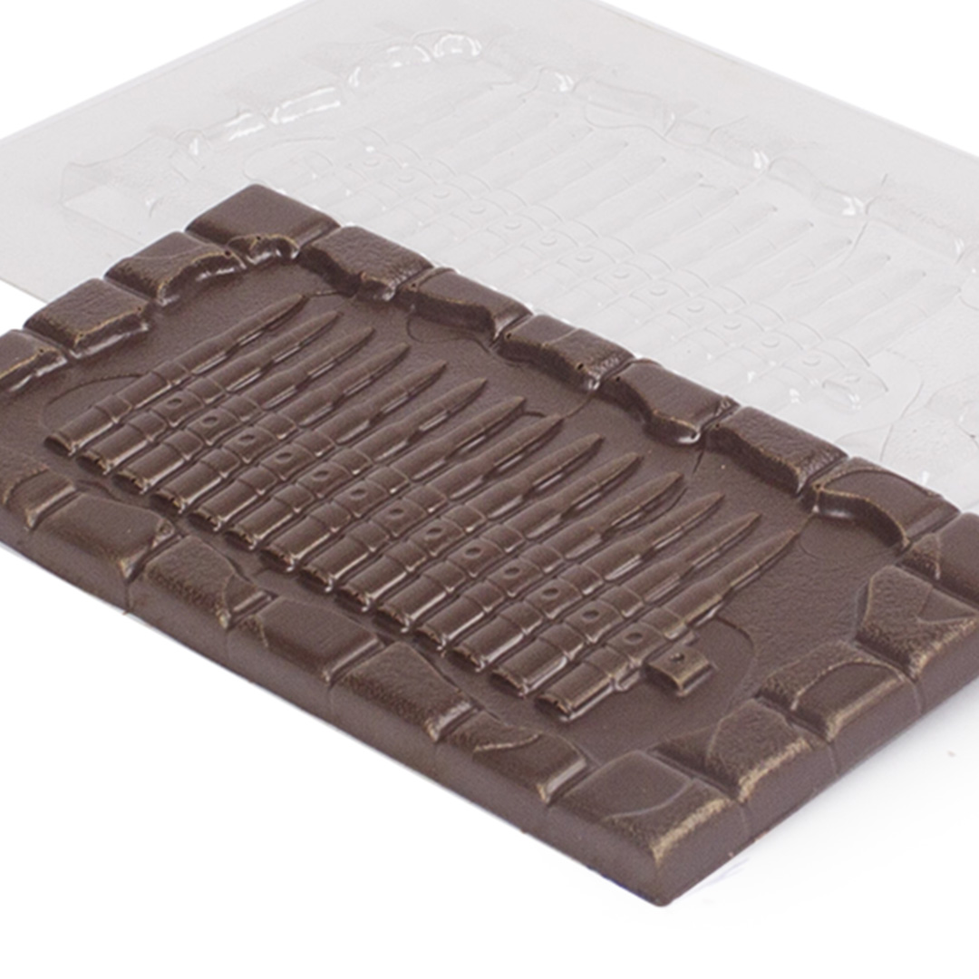 picture Machine-gun belt, bar, plastic mould for chocolate