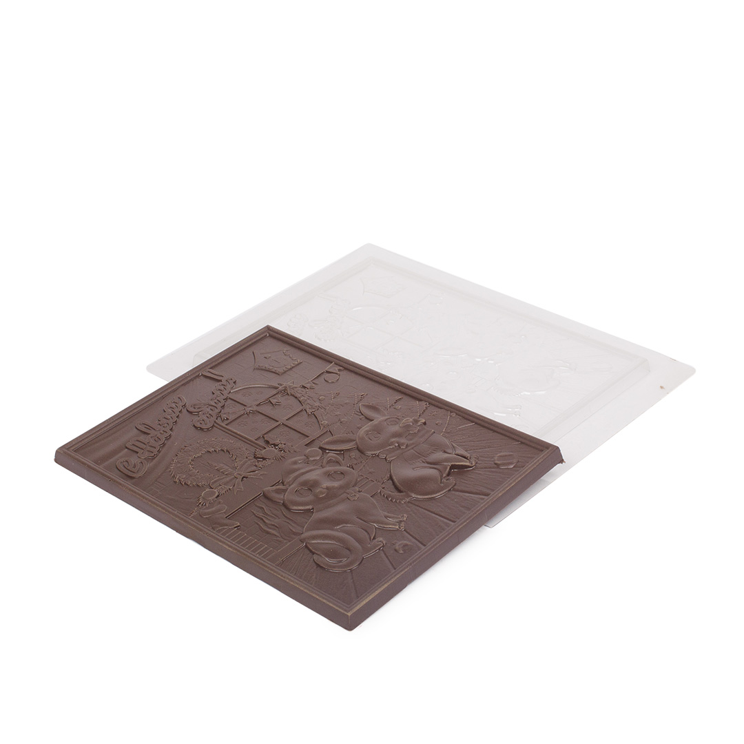 picture New Year, postcard, plastic mould for chocolate